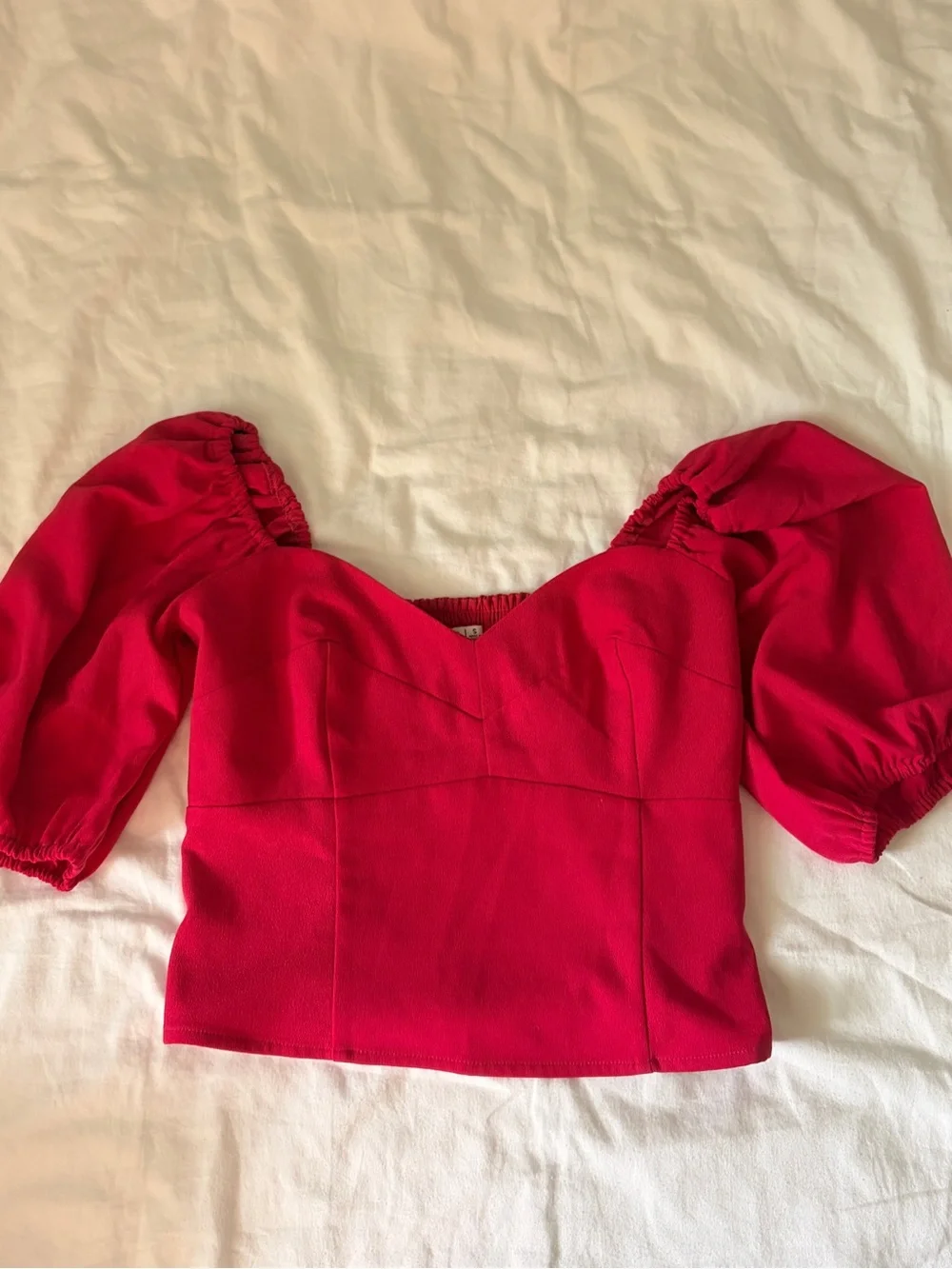 Abercrombie & Fitch Fuchsia Puff Sleeve Sweetheart Top